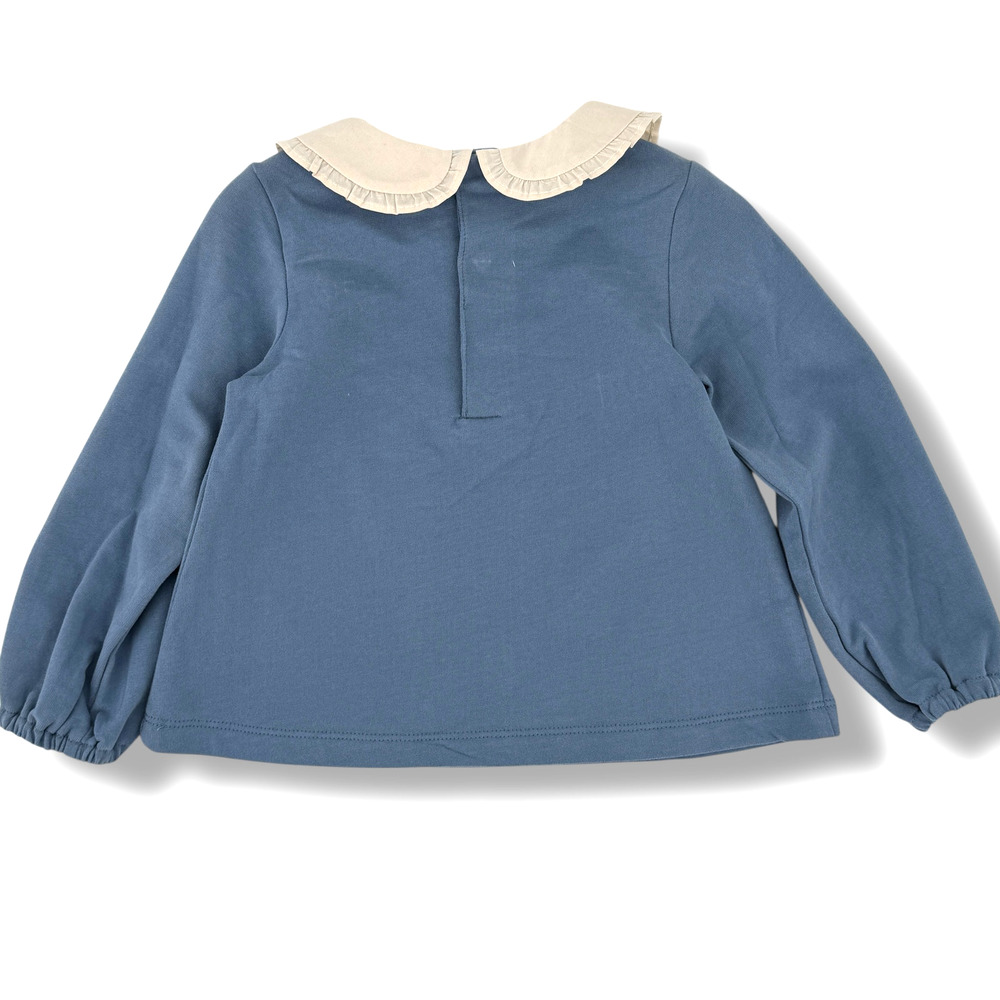 Edgehill Collection Peter Pan Collar Blue Cream Top Baby Girl Size 18 Months - Picture 2 of 2